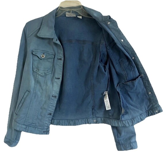 CHICO’S sz S / sz 0 Pigment Blue Cotton Stretch Classic Denim Jeans Jacket - Picture 2 of 6
